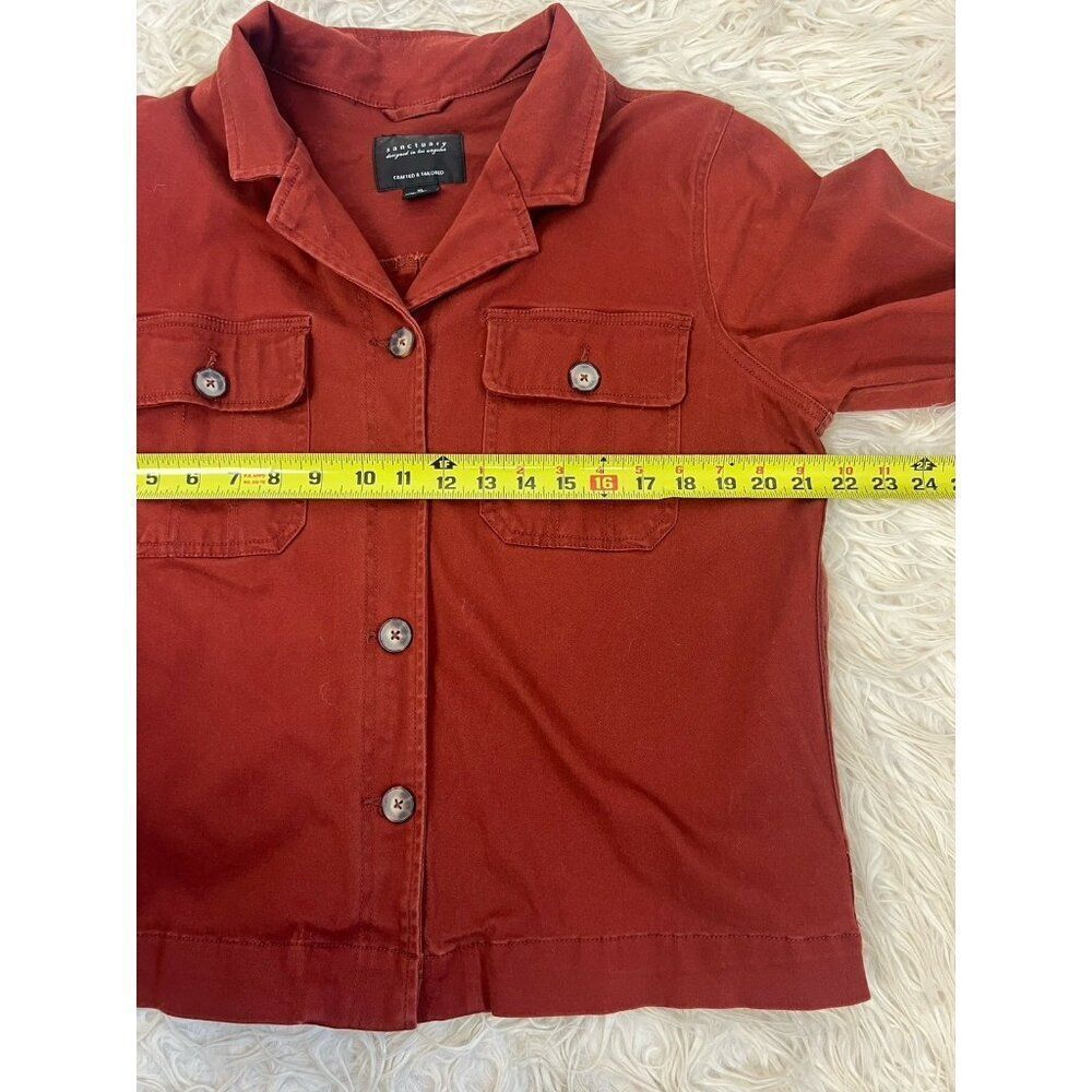 Sanctuary Rust Red Trooper Button Up Shacket Shirt Jacket Pockets Womens Size XL - Picture 4 of 9